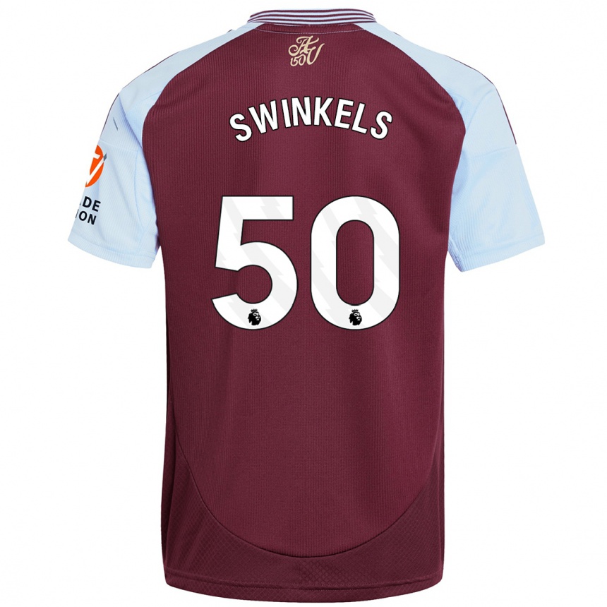 Women Football Sil Swinkels #50 Burgundy Sky Blue Home Jersey 2024/25 T-Shirt Za