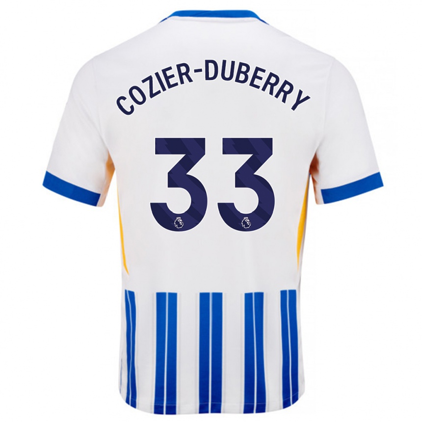 Women Football Amario Cozier-Duberry #33 White Blue Pinstripes Home Jersey 2024/25 T-Shirt Za