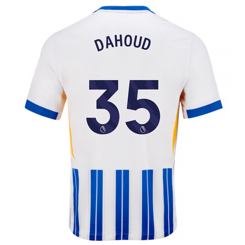 Women Football Mahmoud Dahoud #35 White Blue Pinstripes Home Jersey 2024/25 T-Shirt Za