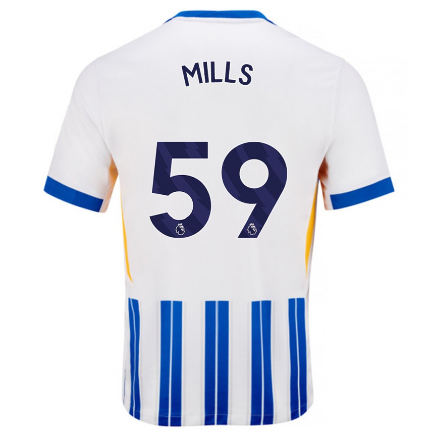 Women Football Harry Mills #59 White Blue Pinstripes Home Jersey 2024/25 T-Shirt Za