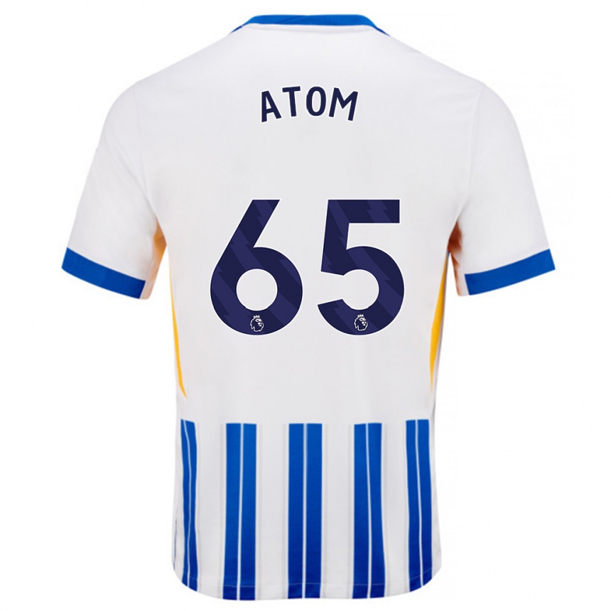 Women Football Noel Atom #65 White Blue Pinstripes Home Jersey 2024/25 T-Shirt Za