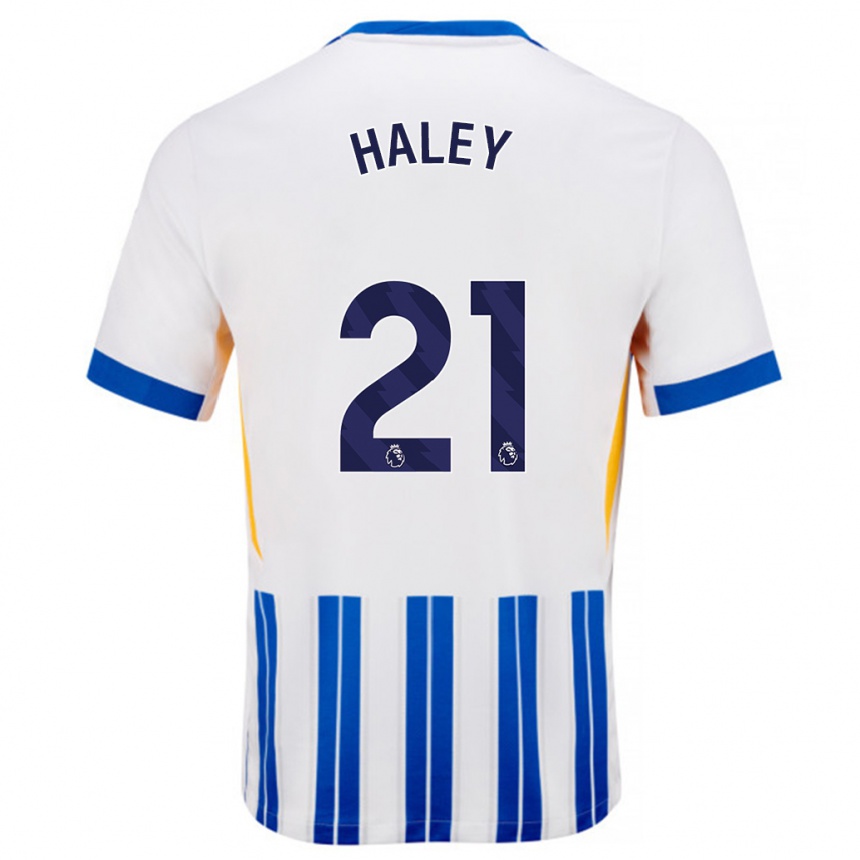 Women Football Madison Haley #21 White Blue Pinstripes Home Jersey 2024/25 T-Shirt Za