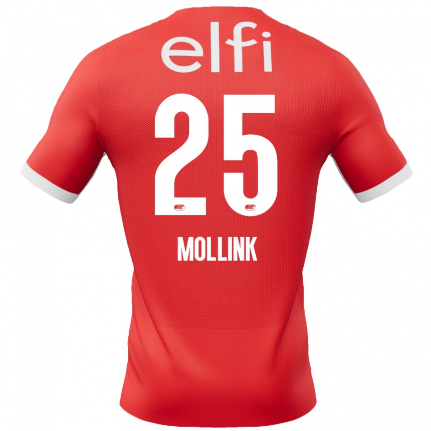 Women Football Yaël Mollink #25 Red White Home Jersey 2024/25 T-Shirt Za