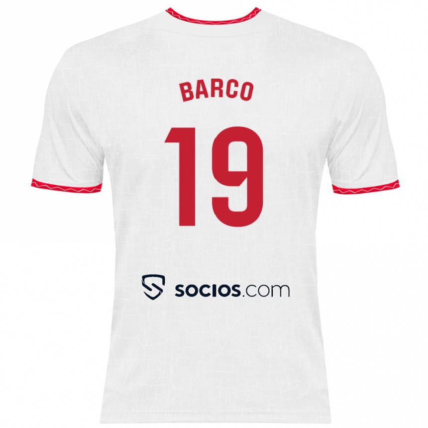 Women Football Valentin Barco #19 White Red Home Jersey 2024/25 T-Shirt Za