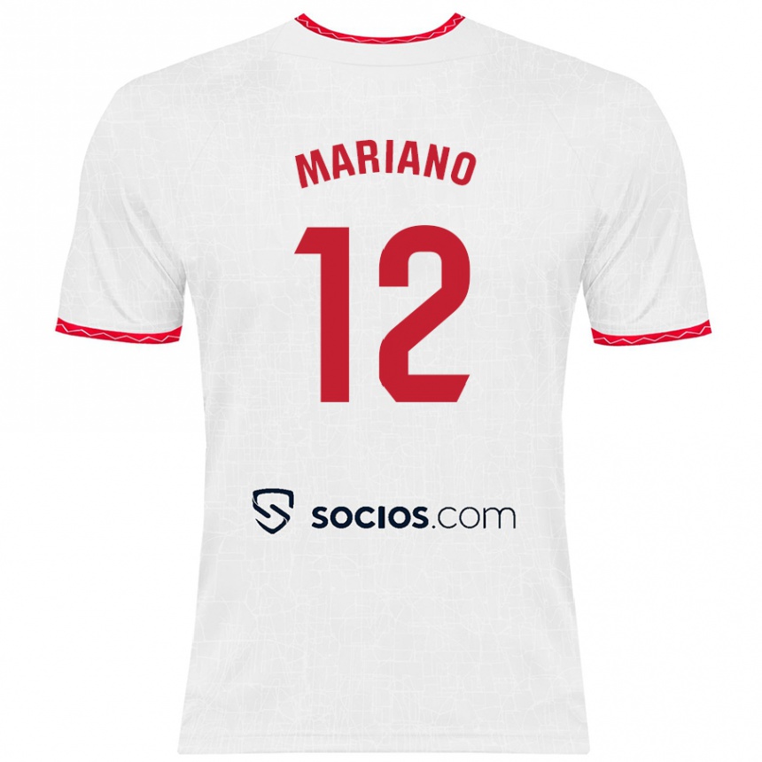 Women Football Mariano Diaz #12 White Red Home Jersey 2024/25 T-Shirt Za