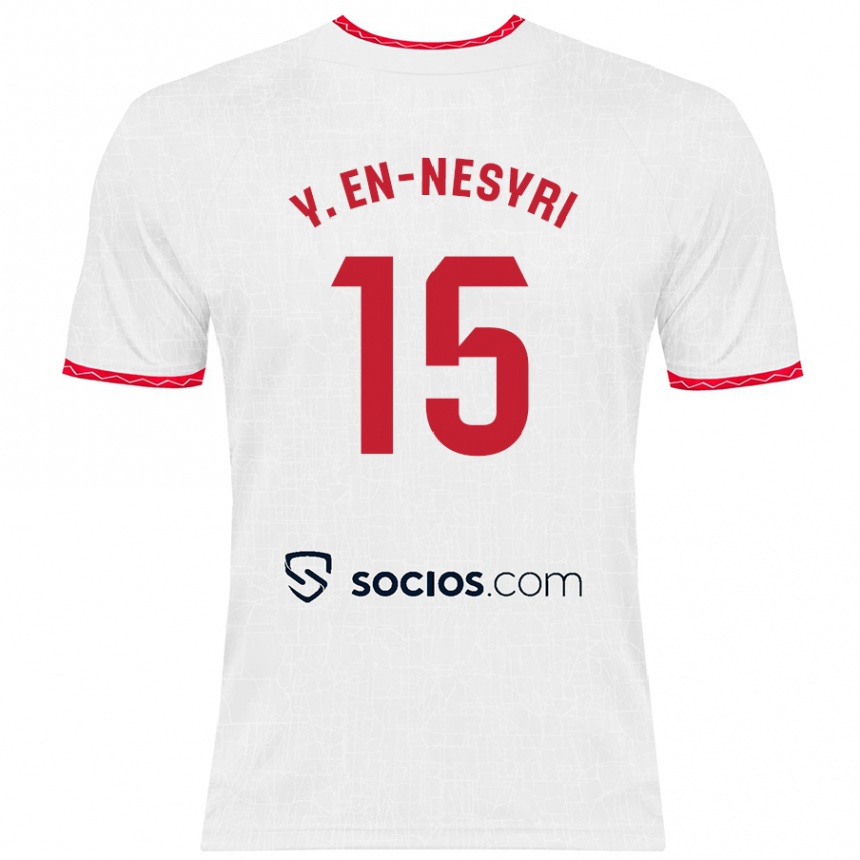 Women Football Youssef En-Nesyri #15 White Red Home Jersey 2024/25 T-Shirt Za