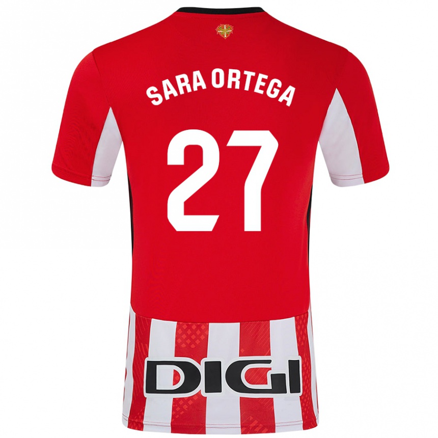 Women Football Sara Ortega Ruiz #27 Red White Home Jersey 2024/25 T-Shirt Za