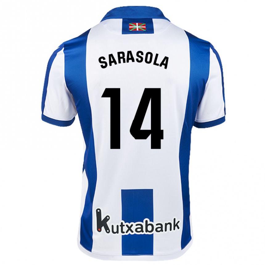 Women Football Izarne Sarasola Beain #14 White Blue Home Jersey 2024/25 T-Shirt Za