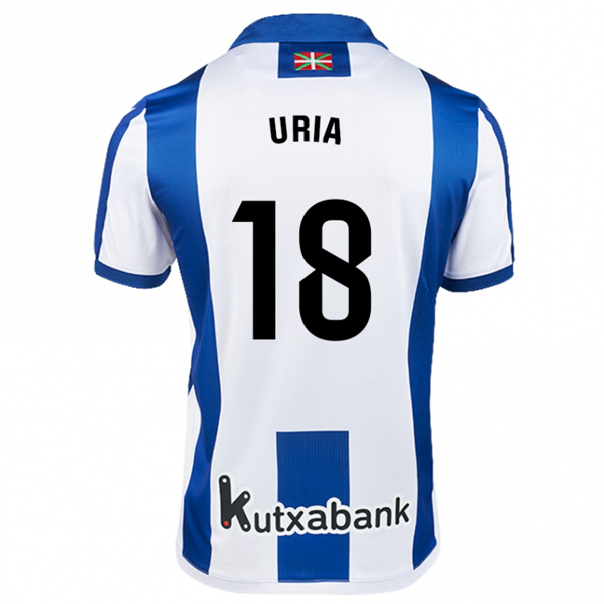 Women Football Mirari Uria Gabilondo #18 White Blue Home Jersey 2024/25 T-Shirt Za