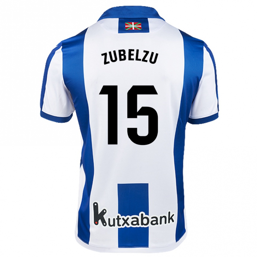 Women Football Julen Zubelzu #15 White Blue Home Jersey 2024/25 T-Shirt Za