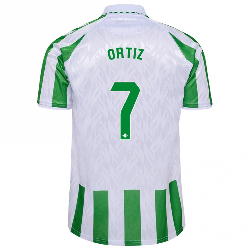 Women Football Ángel Ortiz #7 Green White Stripes Home Jersey 2024/25 T-Shirt Za