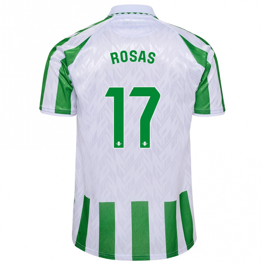 Women Football Berto Rosas #17 Green White Stripes Home Jersey 2024/25 T-Shirt Za