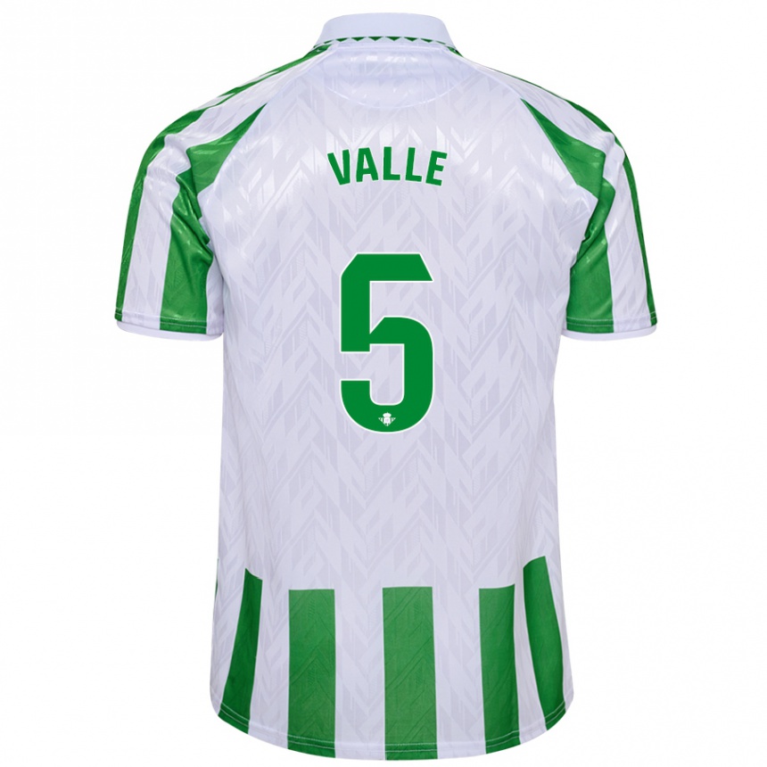 Women Football María Valle López #5 Green White Stripes Home Jersey 2024/25 T-Shirt Za