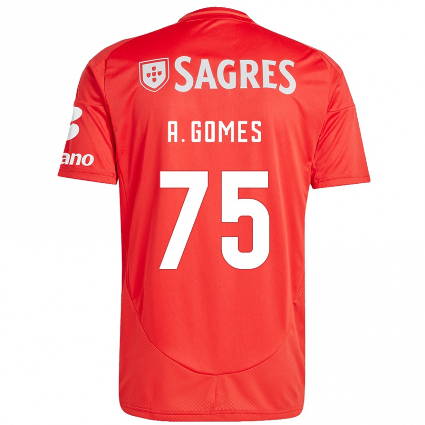 Women Football André Gomes #75 Red White Home Jersey 2024/25 T-Shirt Za