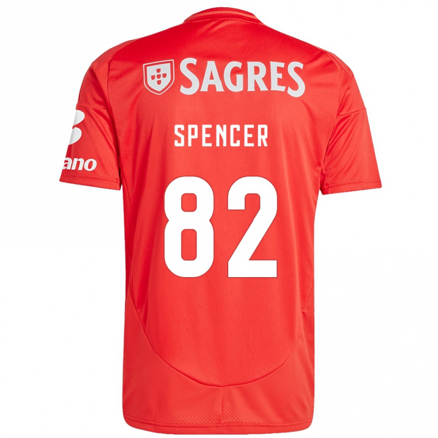 Women Football Diogo Spencer #82 Red White Home Jersey 2024/25 T-Shirt Za