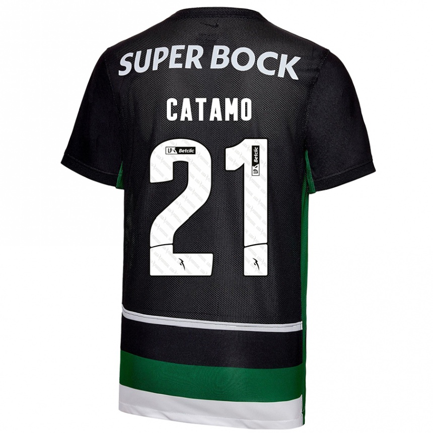 Women Football Geny Catamo #21 Black White Green Home Jersey 2024/25 T-Shirt Za