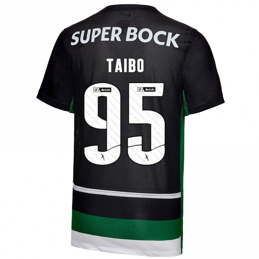 Women Football Lucas Taibo #95 Black White Green Home Jersey 2024/25 T-Shirt Za