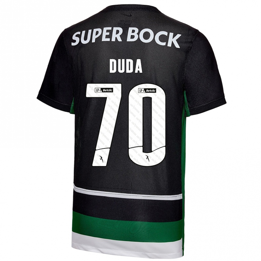 Women Football Dudá #70 Black White Green Home Jersey 2024/25 T-Shirt Za