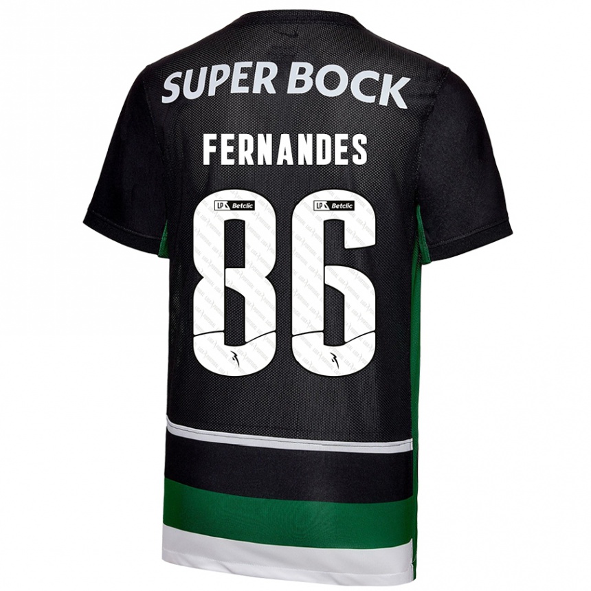 Women Football Emanuel Fernandes #86 Black White Green Home Jersey 2024/25 T-Shirt Za