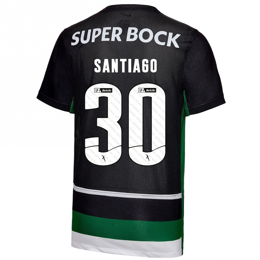 Women Football Carolina Santiago #30 Black White Green Home Jersey 2024/25 T-Shirt Za