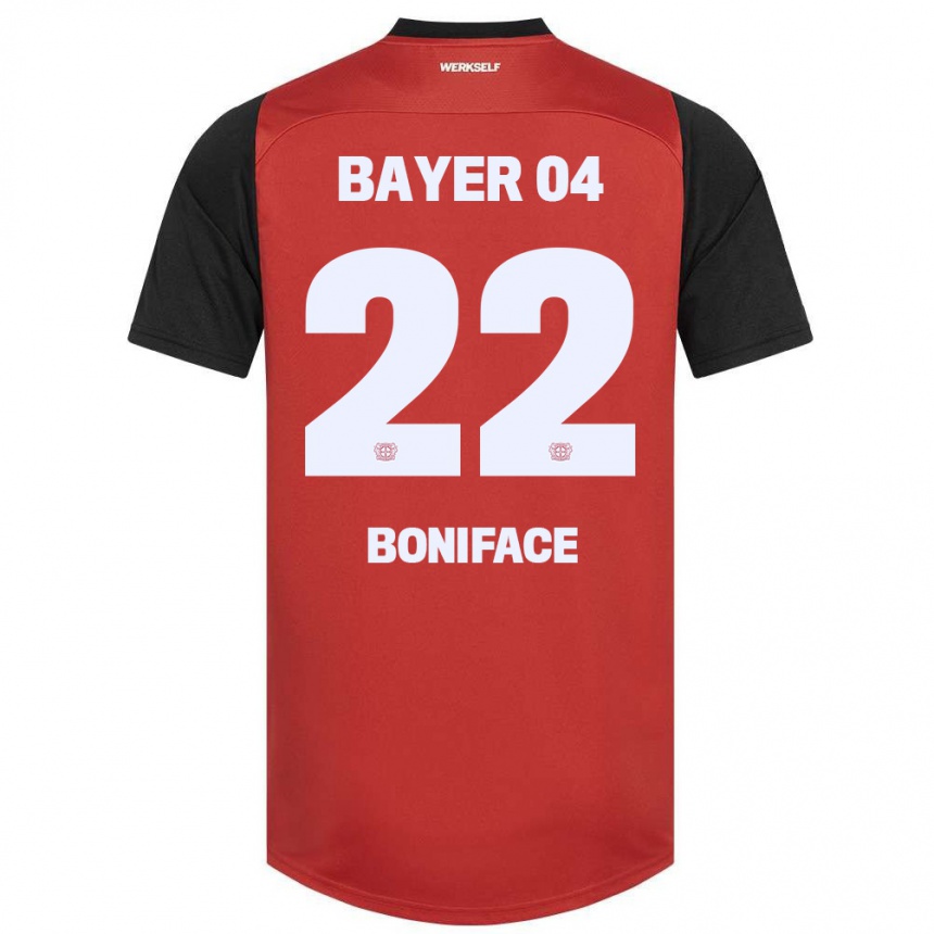 Women Football Victor Boniface #22 Red Black Home Jersey 2024/25 T-Shirt Za