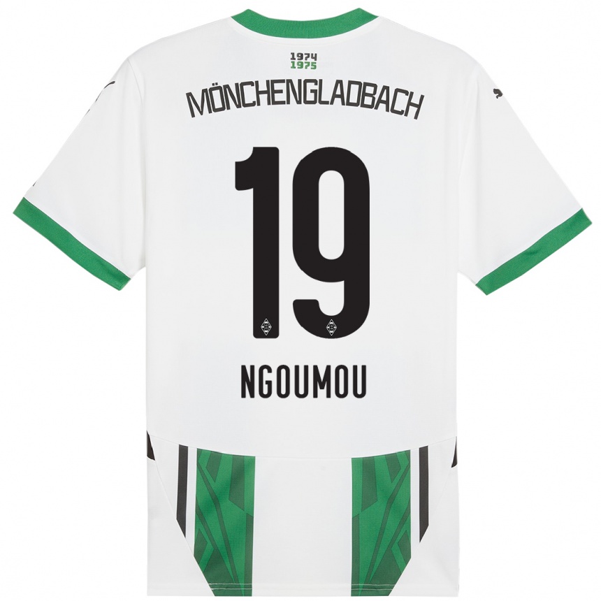 Women Football Nathan Ngoumou #19 White Green Home Jersey 2024/25 T-Shirt Za