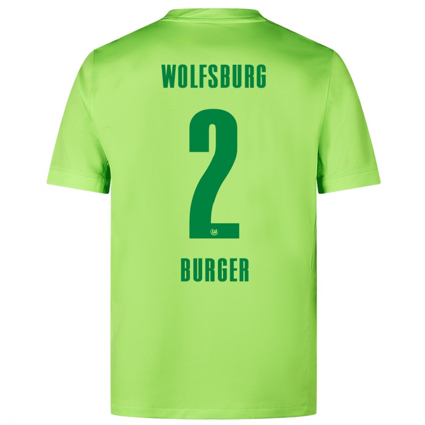 Women Football Jan Bürger #2 Fluorescent Green Home Jersey 2024/25 T-Shirt Za