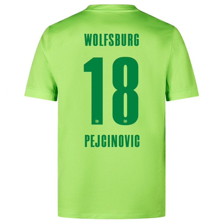 Women Football Dzenan Pejcinovic #18 Fluorescent Green Home Jersey 2024/25 T-Shirt Za