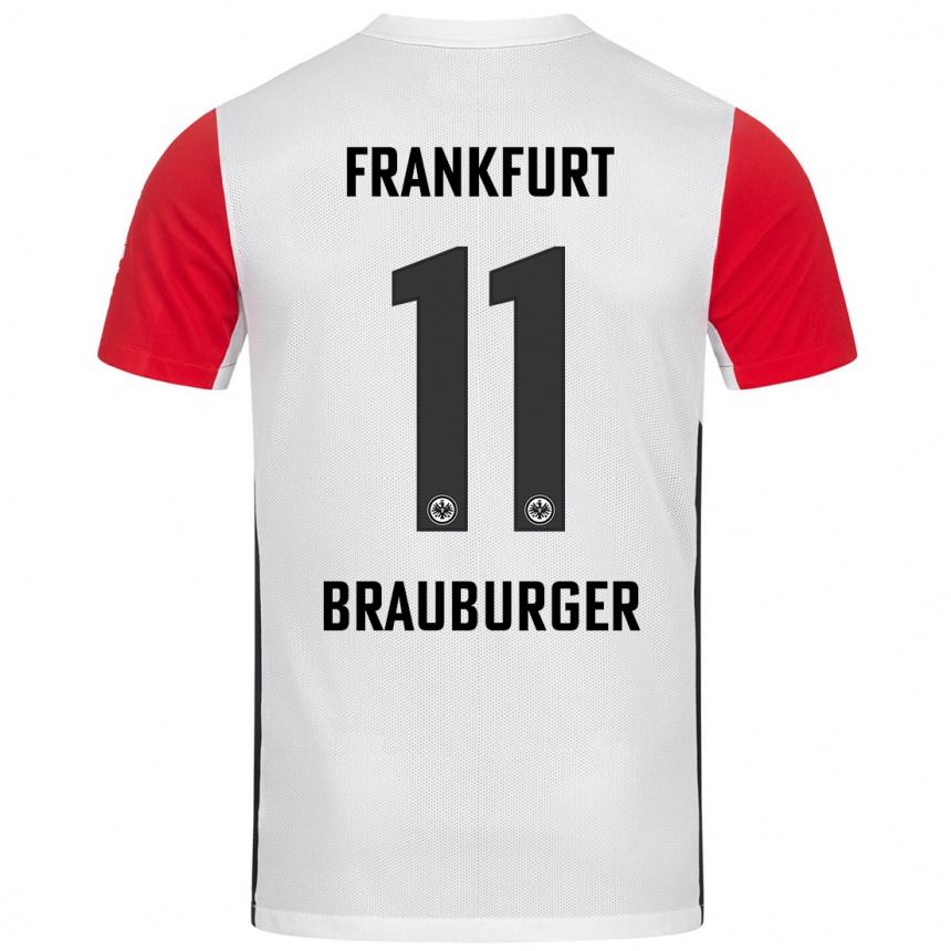 Women Football Maximilian Brauburger #11 White Red Home Jersey 2024/25 T-Shirt Za