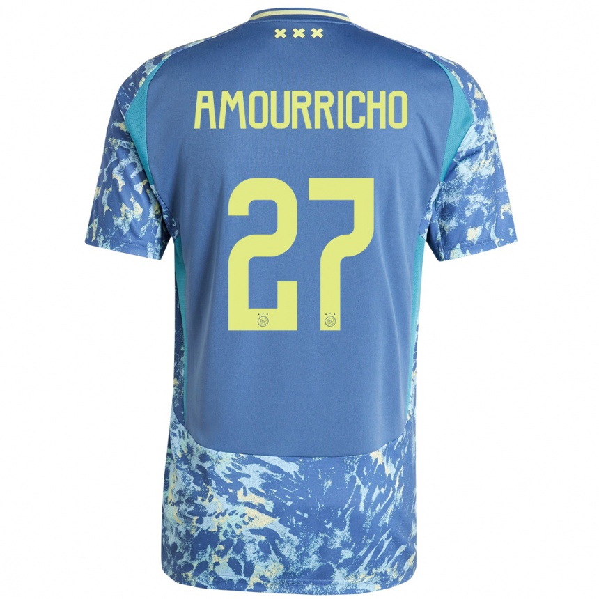 Women Football Amourricho Van Axel Dongen #27 Grey Blue Yellow Away Jersey 2024/25 T-Shirt Za