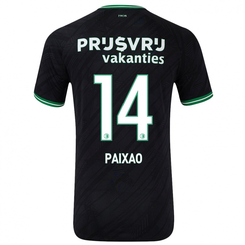 Women Football Igor Paixão #14 Black Green Away Jersey 2024/25 T-Shirt Za