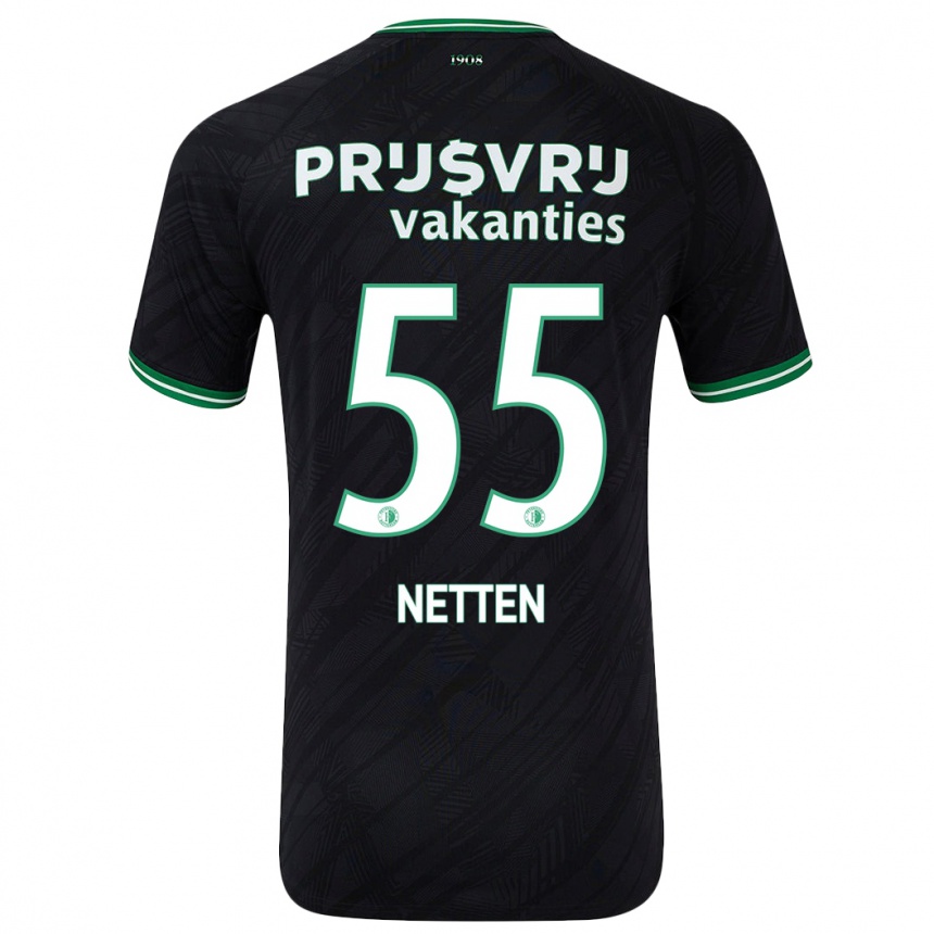 Women Football Luc Netten #55 Black Green Away Jersey 2024/25 T-Shirt Za