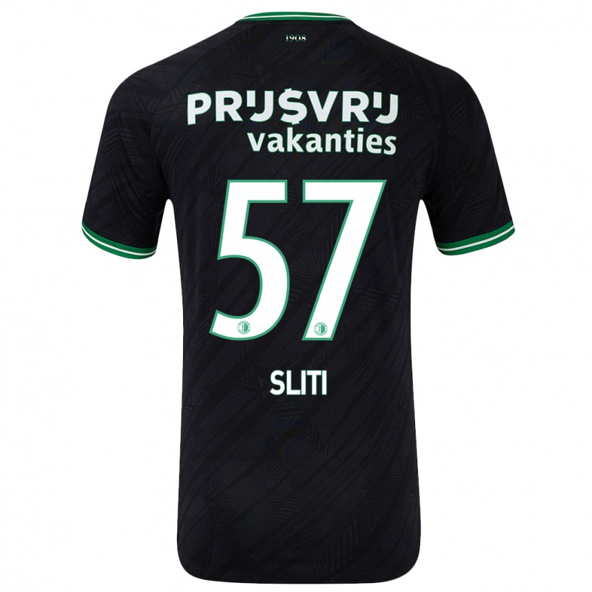 Women Football Aymen Sliti #57 Black Green Away Jersey 2024/25 T-Shirt Za