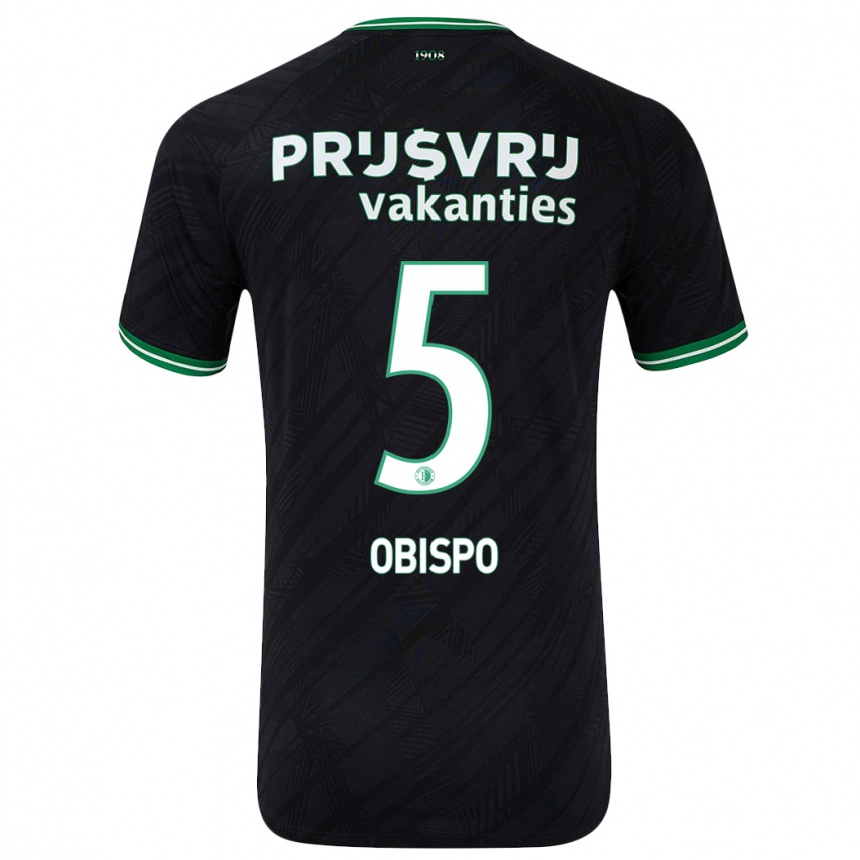 Women Football Celainy Obispo #5 Black Green Away Jersey 2024/25 T-Shirt Za