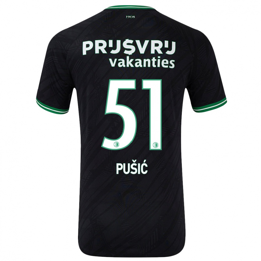 Women Football Noah Pušić #51 Black Green Away Jersey 2024/25 T-Shirt Za