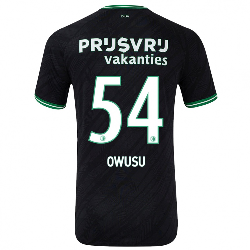 Women Football Denzel Owusu #54 Black Green Away Jersey 2024/25 T-Shirt Za