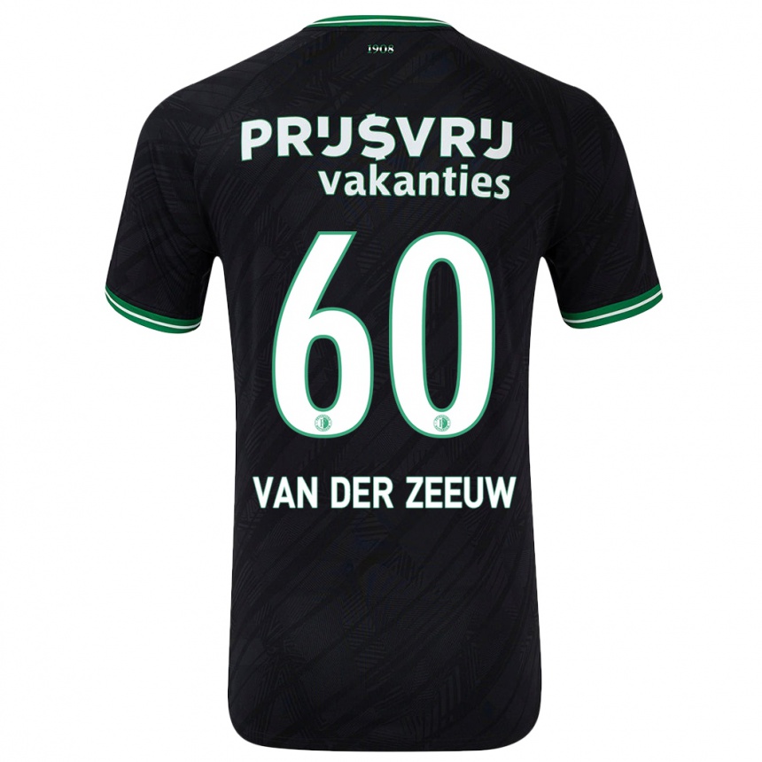 Women Football Twan Van Der Zeeuw #60 Black Green Away Jersey 2024/25 T-Shirt Za