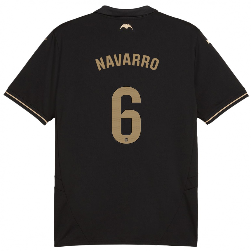 Women Football Javi Navarro #6 Black Away Jersey 2024/25 T-Shirt Za