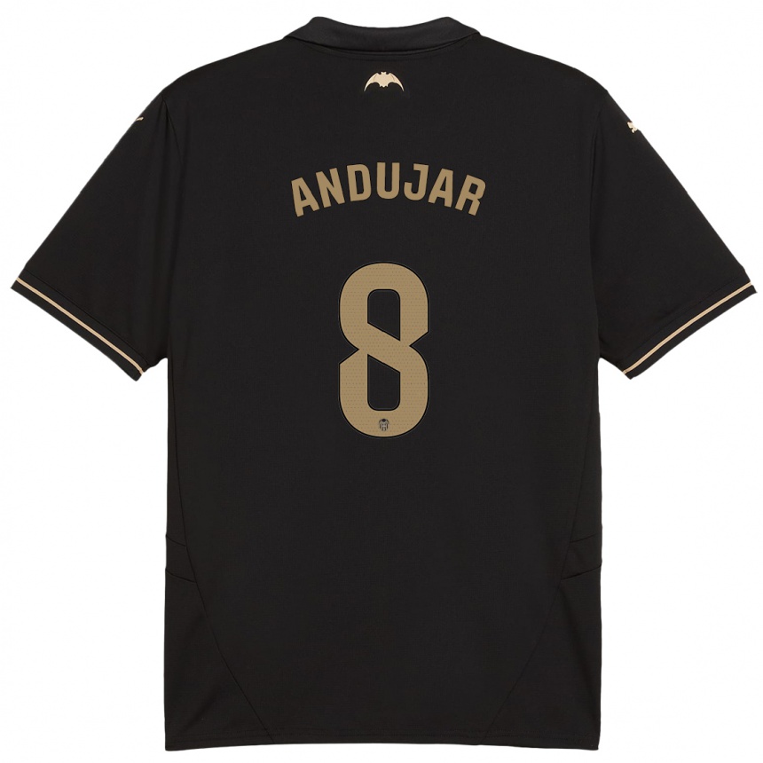 Women Football Candela Andujar #8 Black Away Jersey 2024/25 T-Shirt Za