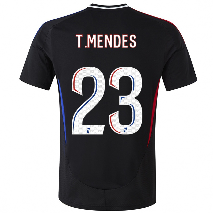 Women Football Thiago Mendes #23 Black Away Jersey 2024/25 T-Shirt Za