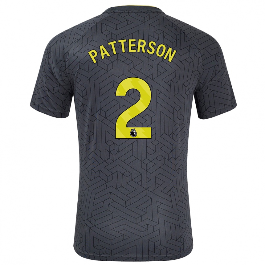 Women Football Nathan Patterson #2 Black Yellow Away Jersey 2024/25 T-Shirt Za