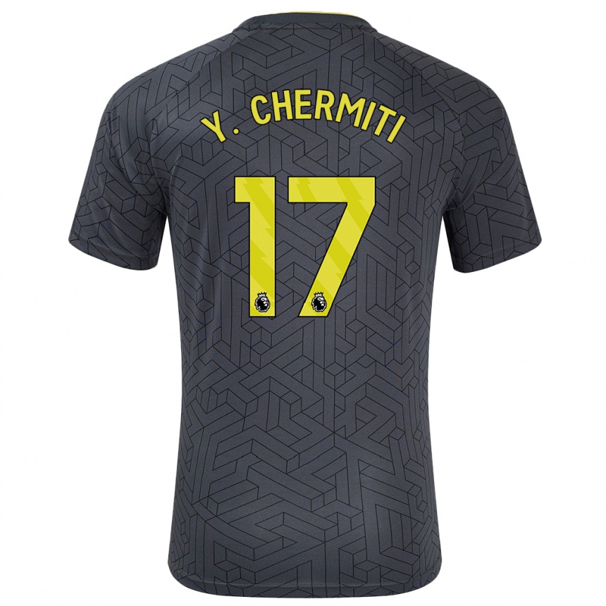 Women Football Chermiti #17 Black Yellow Away Jersey 2024/25 T-Shirt Za