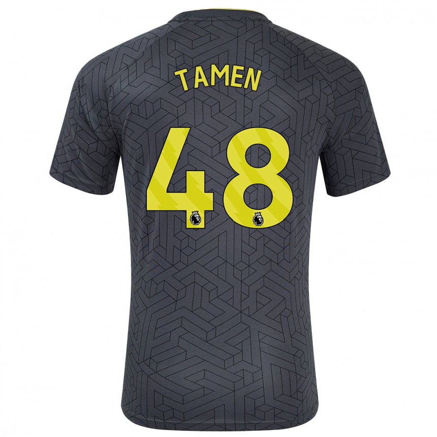 Women Football William Tamen #48 Black Yellow Away Jersey 2024/25 T-Shirt Za