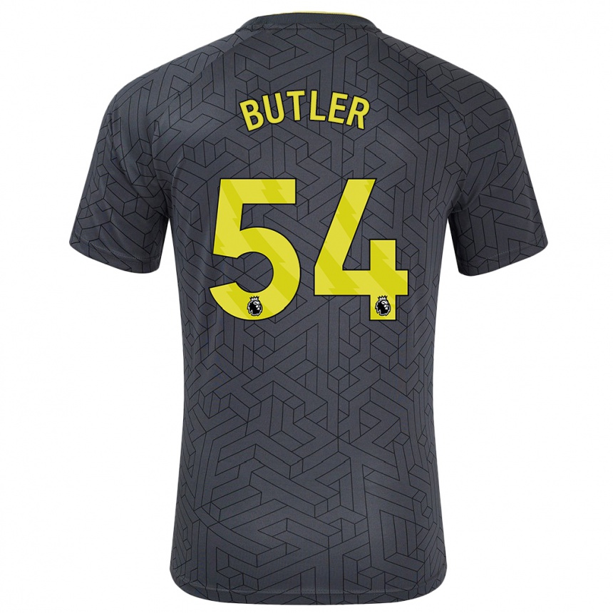 Women Football Jack Butler #54 Black Yellow Away Jersey 2024/25 T-Shirt Za