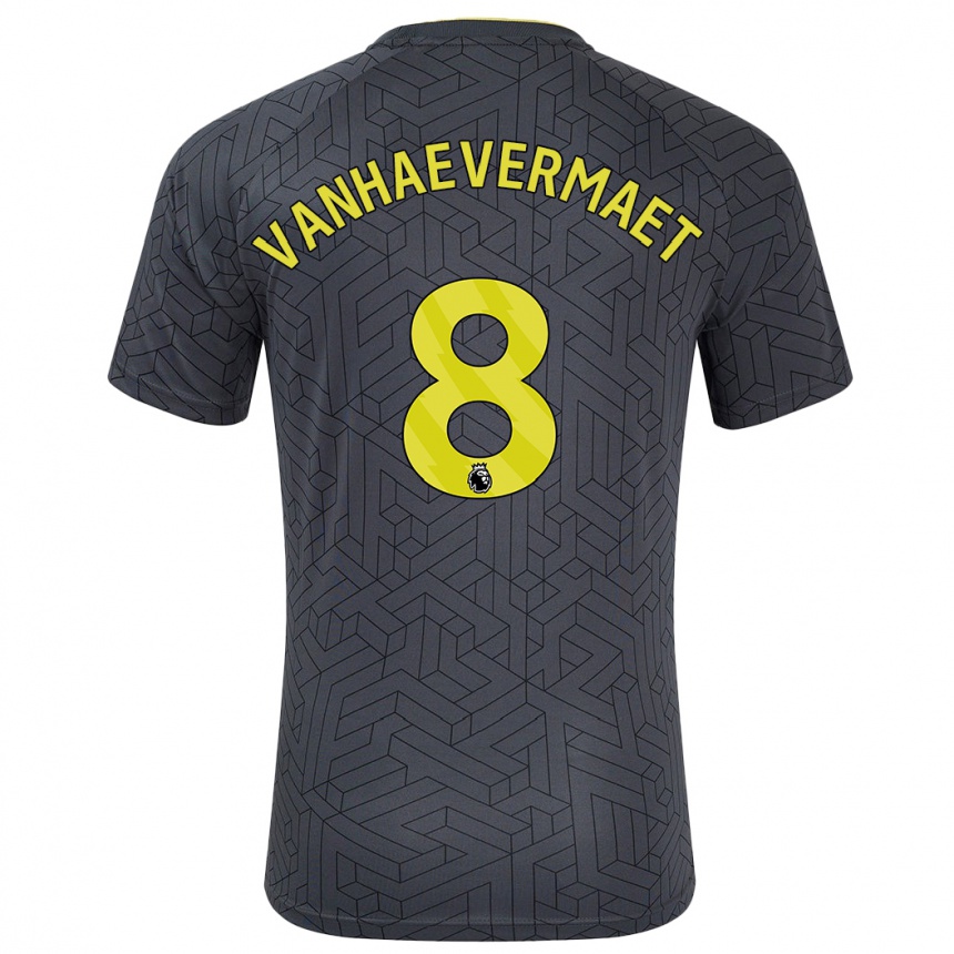 Women Football Justine Vanhaevermaet #8 Black Yellow Away Jersey 2024/25 T-Shirt Za