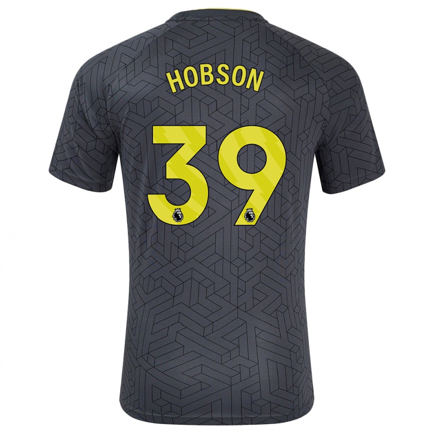 Women Football Issy Hobson #39 Black Yellow Away Jersey 2024/25 T-Shirt Za