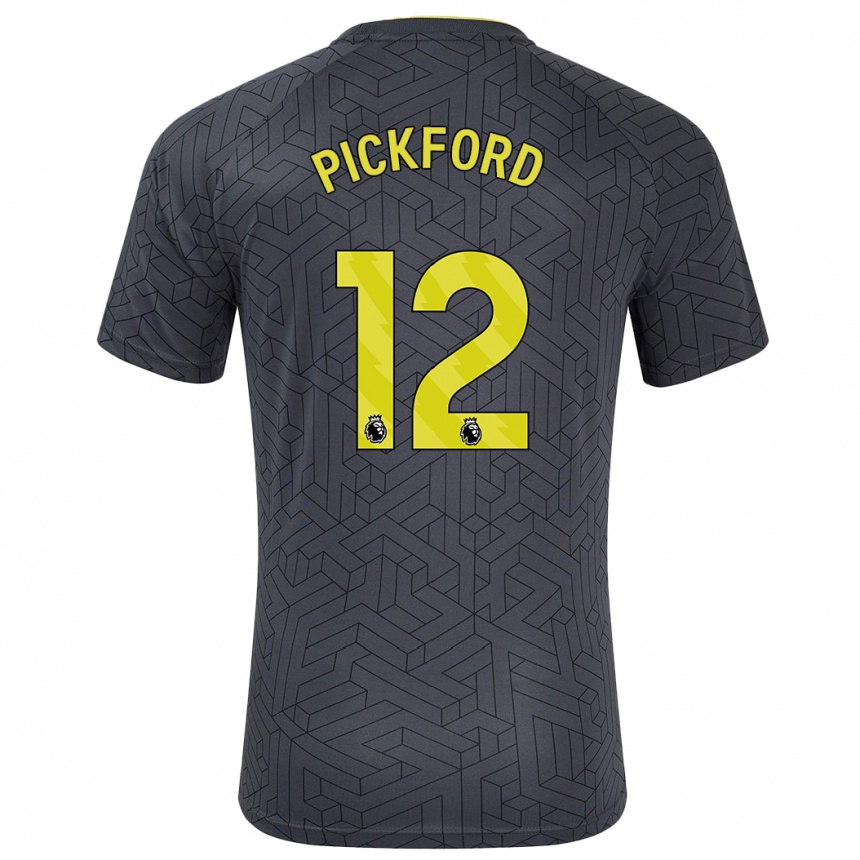 Women Football Jordan Pickford #12 Black Yellow Away Jersey 2024/25 T-Shirt Za