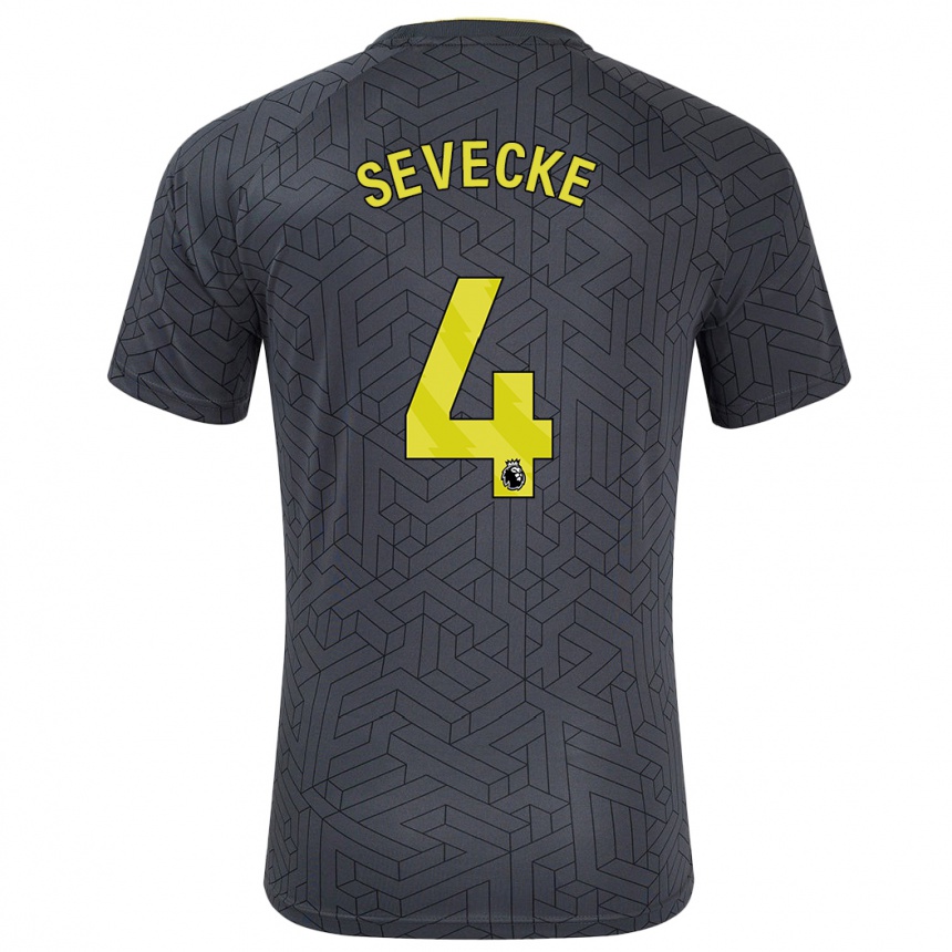 Women Football Rikke Sevecke #4 Black Yellow Away Jersey 2024/25 T-Shirt Za