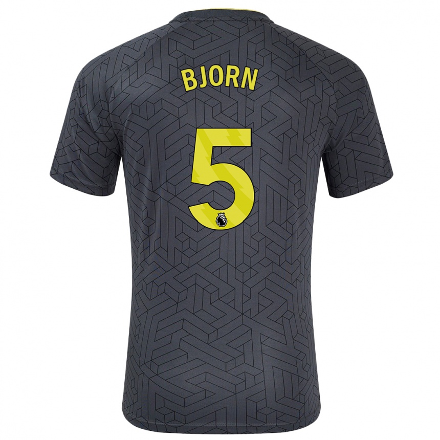 Women Football Nathalie Bjorn #5 Black Yellow Away Jersey 2024/25 T-Shirt Za