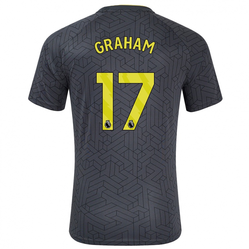 Women Football Lucy Graham #17 Black Yellow Away Jersey 2024/25 T-Shirt Za